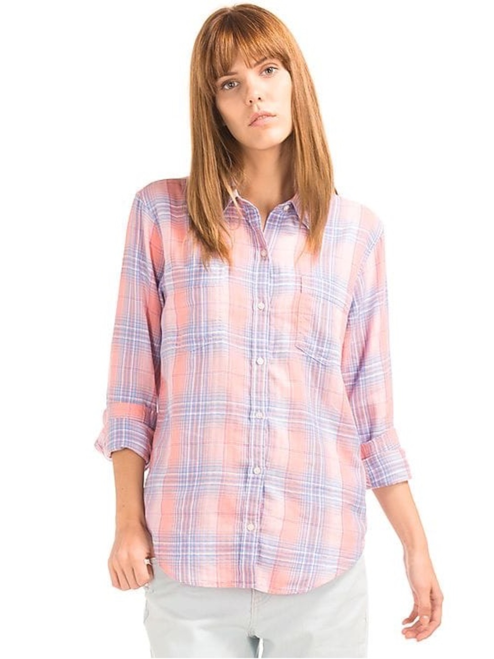#179- GAP Pink‎ and Lavender Plaid Shirt